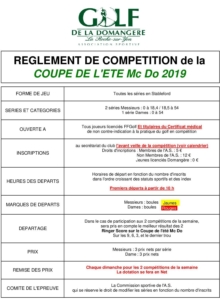 CHAMPIONNAT ÉTÉ TOUR 8 @ Golf de la Domangère | Nesmy | Pays de la Loire | France