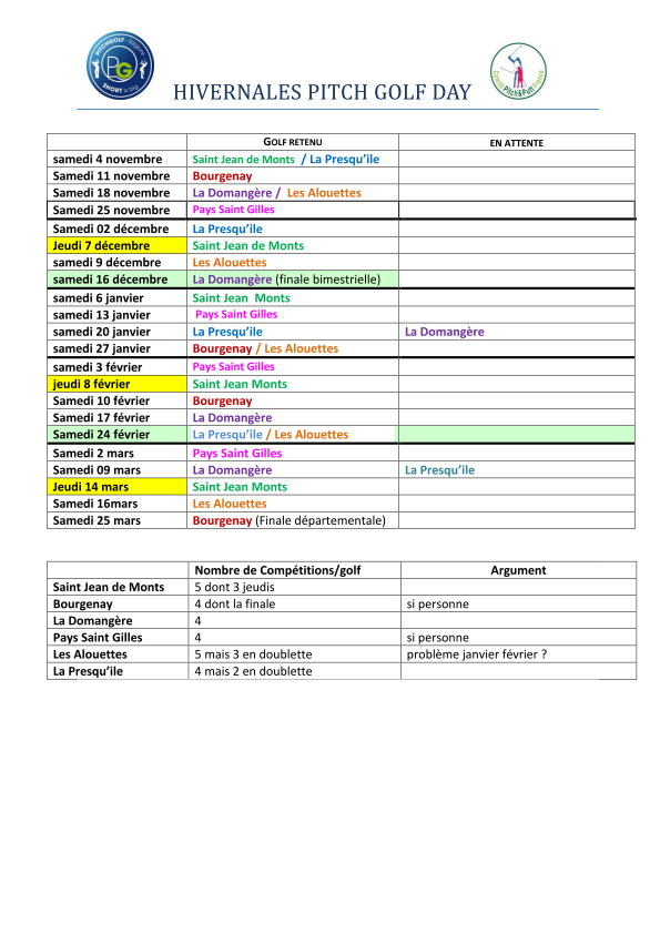 calendrier P et P 2023